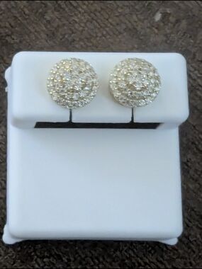 925 Moissante Gold-Tone Pave Disc Stud Earrings